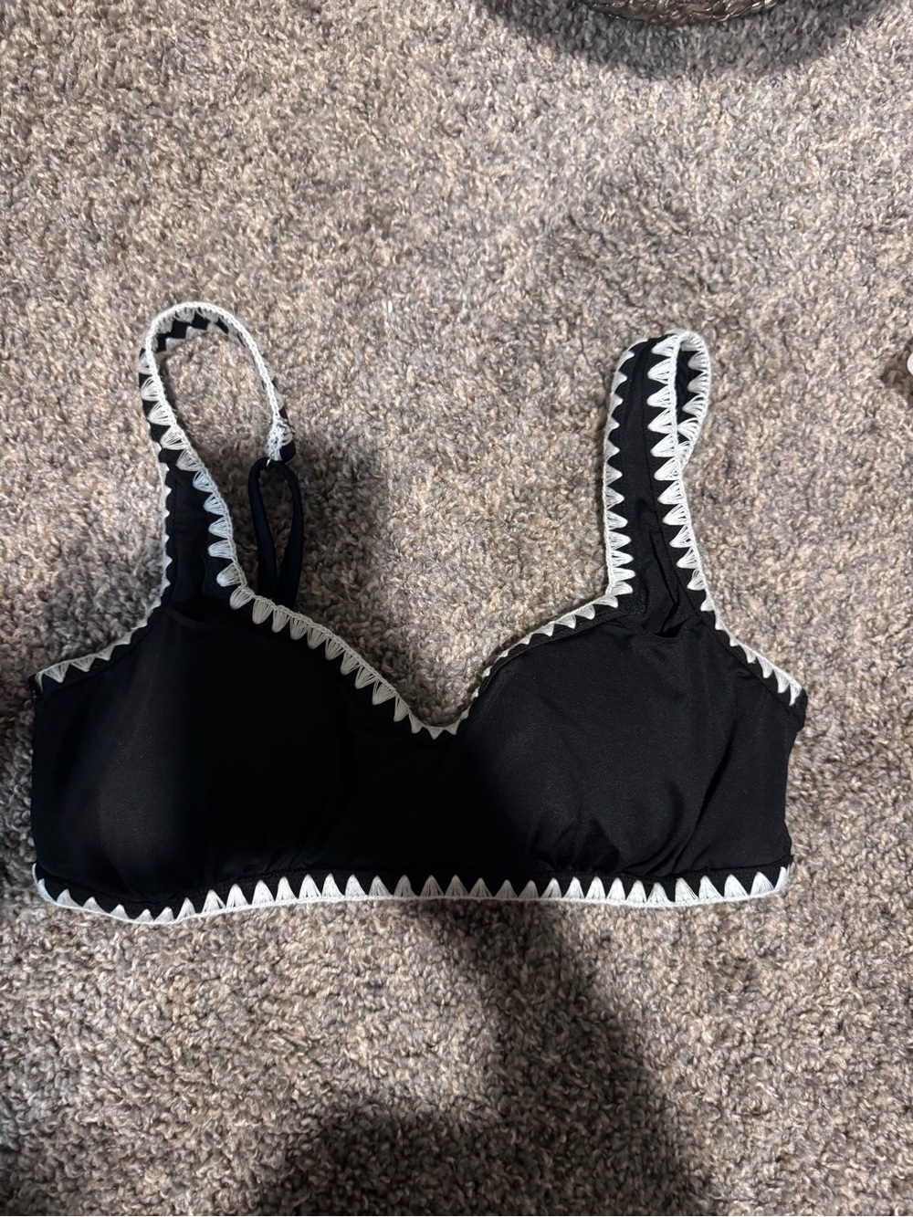 Black bikini tom with White Trim -